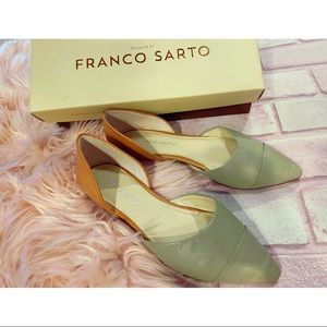 Franco Sarto tan and green flats